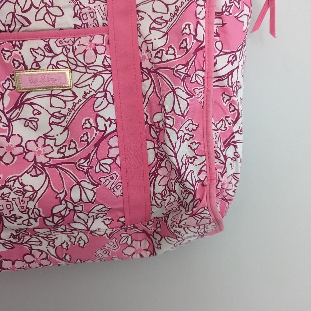 Lilly Pulitzer Alpha Phi Pink Floral Cotton Canvas Bag - Picture 3 of 7